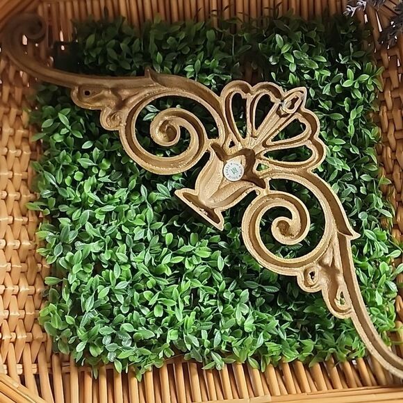 Vintage Solid Brass Wall Pediment - Picture 7 of 9